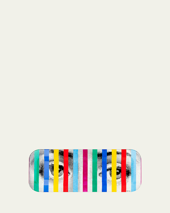 Fornasetti Face Stripes Tray, 9.8" x 23.63"