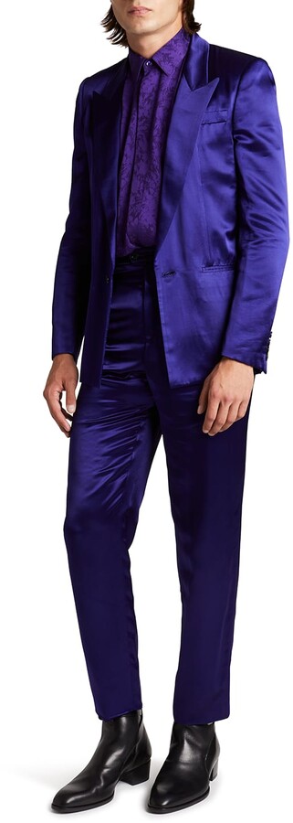 Saint Laurent Men's Brilliant Satin Suit Pants - ShopStyle