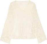 Thumbnail for your product : See by Chloe Plissé Leavers Lace Top - Off-white