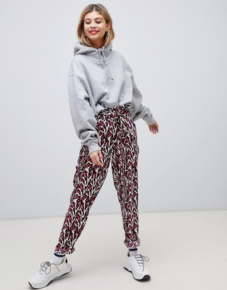 Noisy May printed paperbag waist trouser