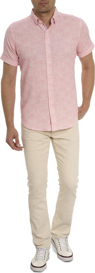 Robert Graham Men's Reid Short-Sleeve Button-Down Shirt - Patterned Casual Dress Shirt