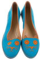 Thumbnail for your product : Charlotte Olympia Kittie Round-Toe Flats
