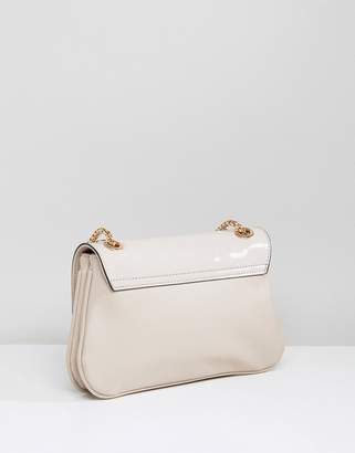 Dune Occasion Patent Cross Body Bag With Chain Detail Strap