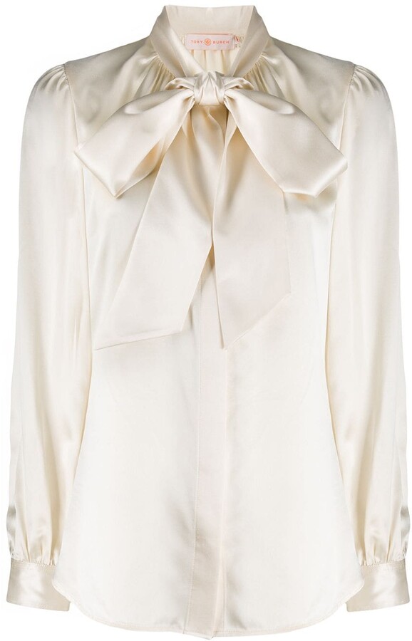 Tory Burch Pussy Bow Blouse - ShopStyle Long Sleeve Tops