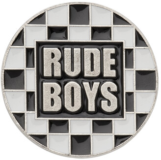 Saint Laurent Silver & Black 'Rude Boys' Pin