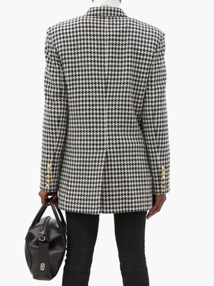 Balmain Double-breasted Houndstooth Wool-blend Jacket - Black White
