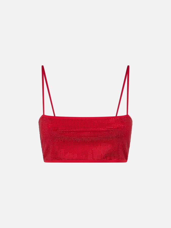 MC2 Saint Barth Woman Bandeau Red Top With Rhinestone