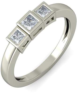 Glamorous JeenJewels Three Stone Trilogy Wedding Ring Half Carat Princess Cut Diamond on 10K White Gold
