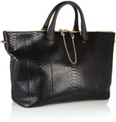 Thumbnail for your product : Chloé Baylee large leather-trimmed python tote