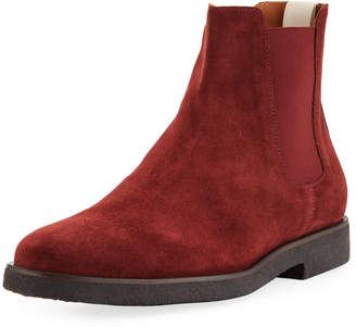 Common Projects Men's Calf Suede Chelsea Boots, Red