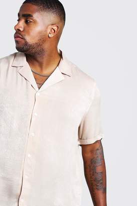 boohoo Big & Tall Revere Collar Crepe Shirt