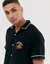 Thumbnail for your product : ASOS DESIGN relaxed fit viscose shirt with back embroidery in black
