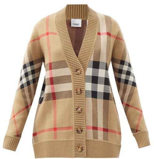 burberry check cardigan
