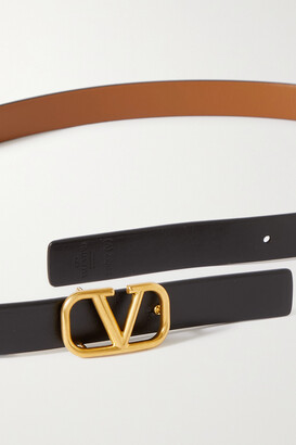Valentino Garavani Vlogo Leather Belt, Smokey Brown, Women's, 28in / 70cm, Belts Leather Belts