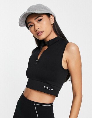 Tala Zahara medium support zip up sports bra in black exclusive to