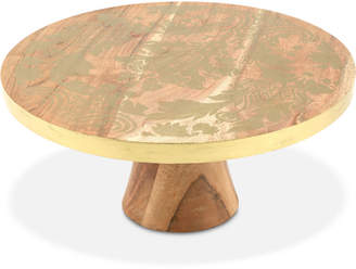 Thirstystone Closeout! Wood Cake Stand with Gold-Tone Damask Design