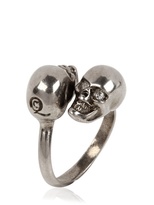 Thumbnail for your product : Alexander McQueen Twin Skull Brass Ring