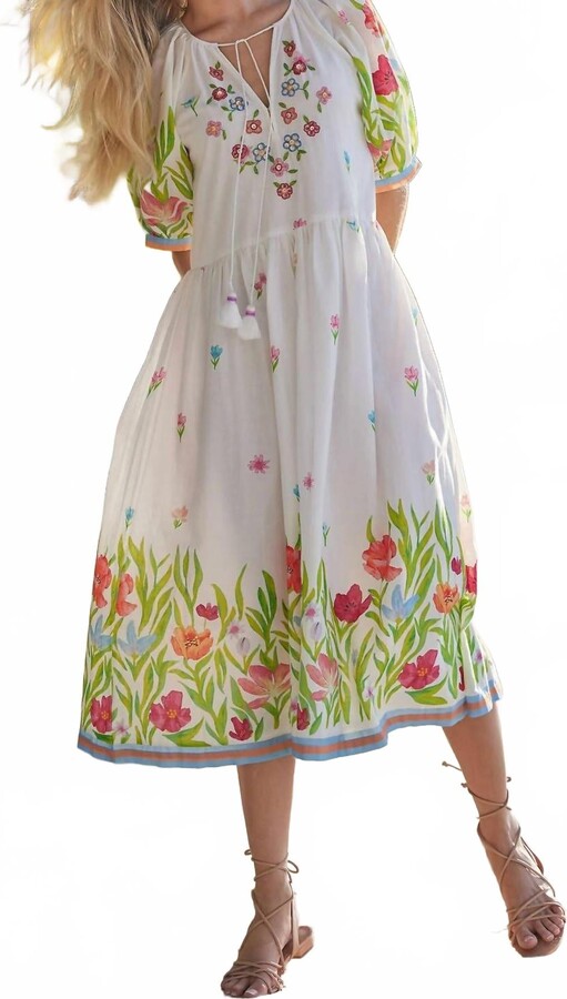 Bella Tu Elsa Midi Dress In Garden/white