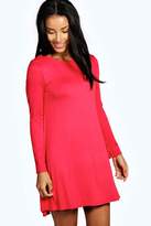 Thumbnail for your product : boohoo Scoop Neck Long Sleeve Swing Dress