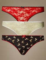 Thumbnail for your product : Marks and Spencer 3 Pack Assorted Lace Bikini Knickers