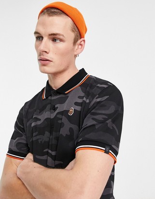 Fingercroxx polo with motif in black camo - ShopStyle