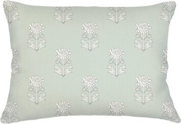Anaya MintGreenBlockPrintLinenPillow14x20Down