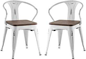 Modway Promenade Bamboo & Steel Dining Chair - Set of Two