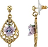 Thumbnail for your product : 1928 Porcelain Rose & Simulated Crystal Drop Earrings