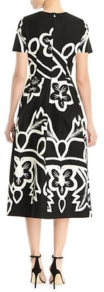Carolina Herrera Short-Sleeve Floral Midi Dress