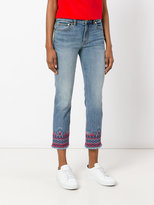 Thumbnail for your product : Tory Burch embroidered cropped jeans