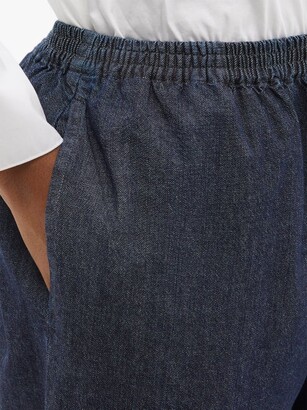 eskandar Elasticated-waist Cropped Wide-leg Jeans - Denim