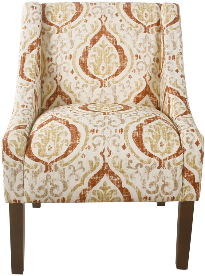 HomePop Modern Swoop Arm Accent Chair Orange and Cream Medallion ShopStyle