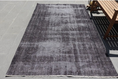Large Vintage Turkish Oushak Wool Rug - Tribal Salon Black Carpet for Oversized Spaces
