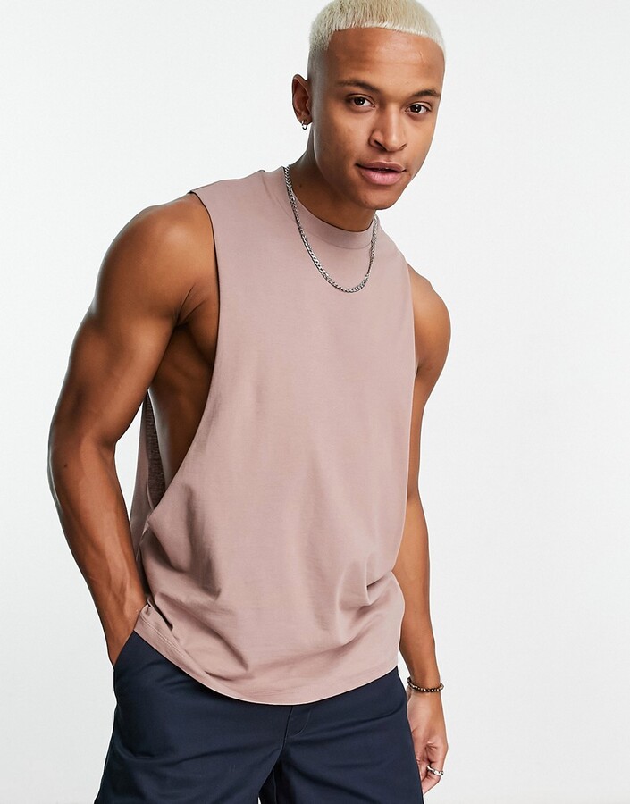 ASOS DESIGN relaxed fit tank top with dropped armhole in tan - ShopStyle  Shirts