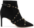 valentino studwrap leathertrimmed suede ankle boots