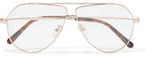 Thumbnail for your product : Stella McCartney Aviator-style Gold-tone Optical Glasses