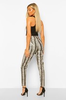 Thumbnail for your product : boohoo Tall Leather Look Snake Print Lace Up Skinny Trouser