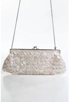 Thumbnail for your product : Moyna ANTHROPOLOGIE Light Pink Flower Beaded Chin Strap Clutch Handbag