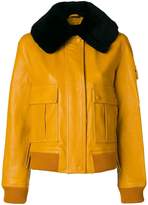 Thumbnail for your product : Victoria Beckham Victoria shearling-trimmed leather jacket