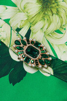 Thumbnail for your product : Andrew Gn Embellished Belted Floral-print Silk-satin Mini Dress - Green
