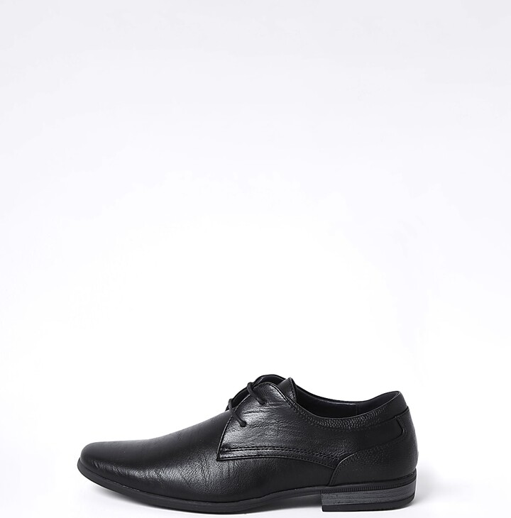 River Island Mens Black Faux Leather Derby Shoes ShopStyle
