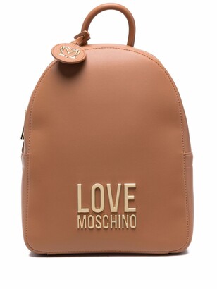 Love Moschino Logo-Plaque Zip-Up Backpack