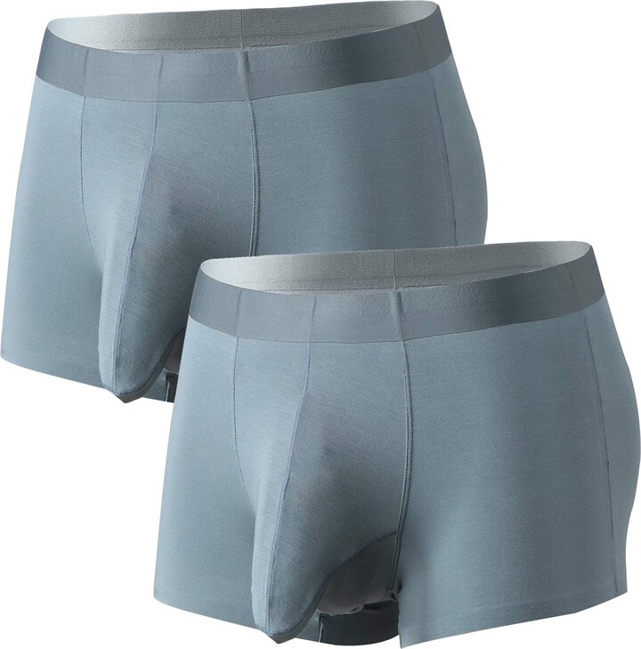 Ouruikia Men's Underwear Modal Trunks Silky Smooth Short Leg Boxer ...