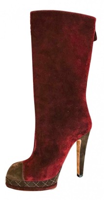 Chanel Burgundy Suede Boots