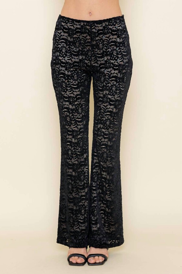 Fore Collection Lace Sheer Pants In Black