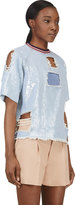 Thumbnail for your product : Ashish Blue Distressed Sequinned Denim T-Shirt