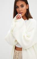 Thumbnail for your product : PrettyLittleThing Cream Chunky Long line Knitted Cardigan