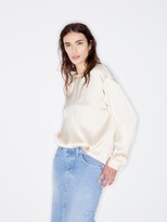 Thumbnail for your product : Raey Long-sleeved Silk-satin Blouse - Cream