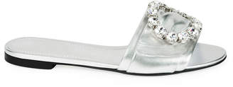 Dolce & Gabbana Metallic Crystal Flat Sandals