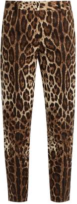 Dolce & Gabbana Leopard-print straight-leg stretch-cotton trousers